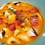 recette Soupe potimarron, patate douce, châtaignes, champignons et crispy de lard