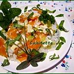 recette Riz aux courgette,filets de truite,mozzarella ,basilic.