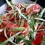 recette Salade minceur au choux blanc, concombre, tomates, avocat et roquette