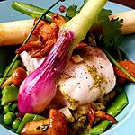 recette Cabillaud sur risotto de celeri ,sauce asperge coriandre et fanes de radis