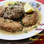 recette Tajine d'agbeau aux aubergines farcies et panées à la semoule en sauce blanche au citron