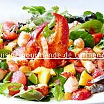recette Salade de homard et crevette à la vinaigrette de framboises et fraises