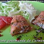 recette Roulés de saumon marinés au chèvre et pamplemousses roses