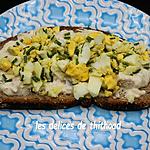 recette tartine oeuf mimosa, thon et fromage frais