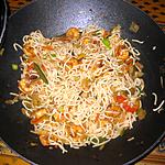 recette Nouilles sautées aux crevettes caramélisées