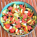 recette SALADE ETOILES DE PASTEQUE/LEGUMES JARDINS/FROMAGE