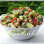 pois chiche en boite : recette Salade de pois chiches rafraîchissante et sa vinaigrette crémeuse à l'aneth