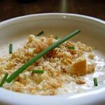 recette Crème de thon au basilic et son croustillant ail et fines herbes.