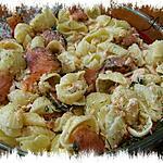 recette conchiglioni ( pâtes gros coquillages ) aux deux saumons , sauce  aneth et zeste de citron