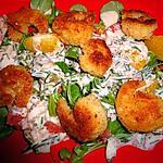 recette SALADE DE BEIGNETS DE GAMBAS AU PAMPLEMOUSSE OU GAMBAS FRITS
