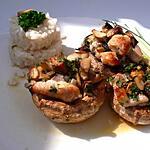 chapeaux de champignons,et ses filets de poulets