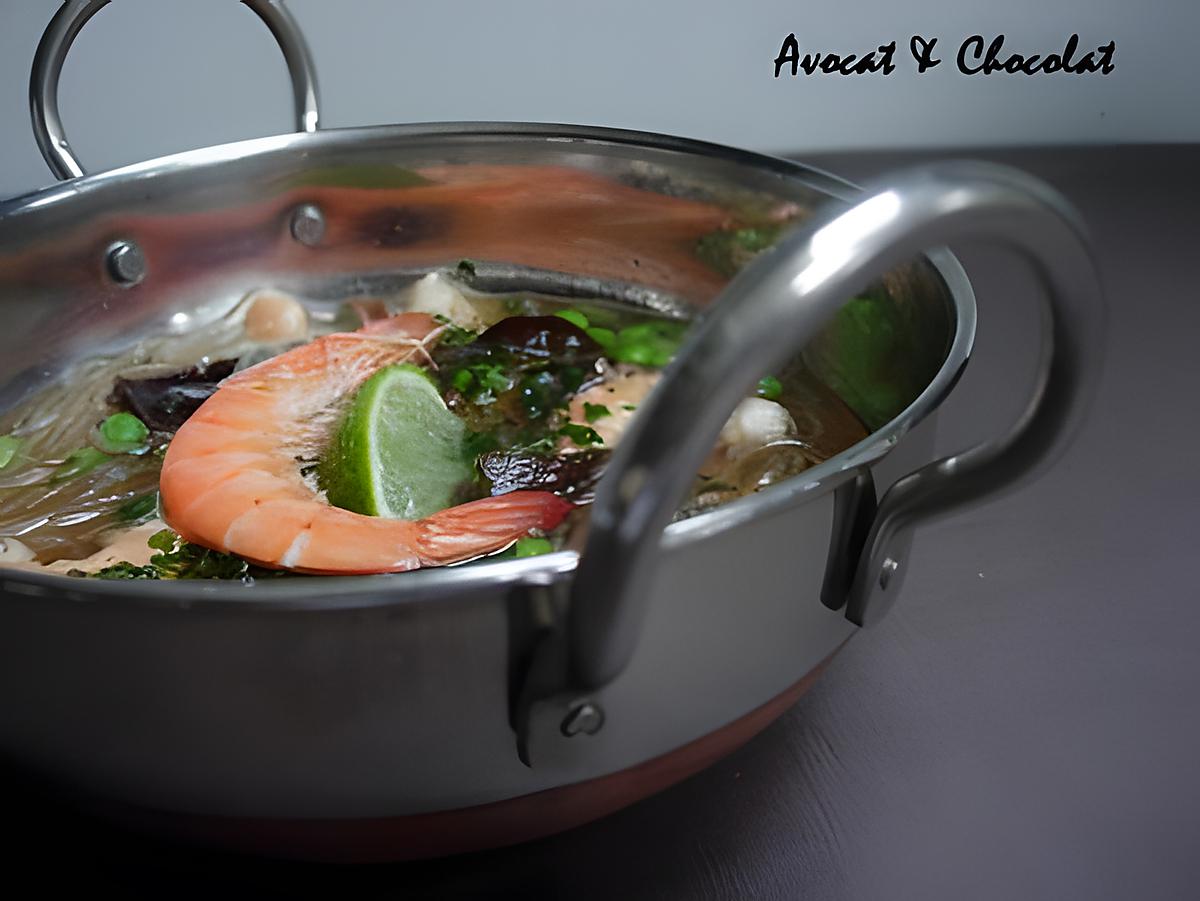 recette ** Soupe express aux crevettes, petits pois, champignons noirs & vermicelles de riz chinois**