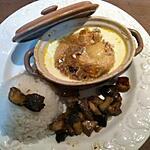 cèpes : recette Mini-cocotte de sole et saint-jacques avec son riz accompagné de sa poêlée de cèpes.
