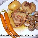 Poulet : recette poulet au cidre, pommes et raisins de corinthe