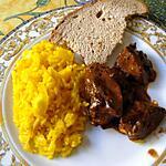 recette FOIES de volaille et son riz jaune