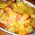 recette Gratin de chou-fleur au cervelas et a la muscade