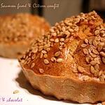 recette **Petits Dômes ( cake) moelleux au saumon fumé et citron confit.... où le sésame est Roi **