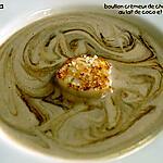 recette BOUILLON CREMEUX DE CHÂTAIGNES AU LAIT DE COCO, SAINT JACQUES ET ECLATS GRILLES