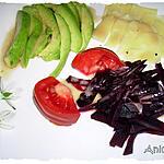 recette Salade d’avocat, betterave et emmental, vinaigrette à la vanille