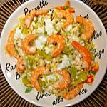 recette Pâtes aux crevettes et sa fondue de poireaux arrosées de sa crème de parmesan.