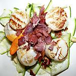 recette Coquilles ST Jacques et jamboncru poêlés sur un carpaccio de courgettes