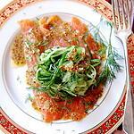 recette Spaghettis de concombre, saumon fumé, vinaigrette au sirop d’érable