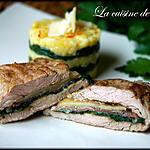 recette Risotto safrané aux épinards avec son escalopede veau au jambon de Parme et Comté