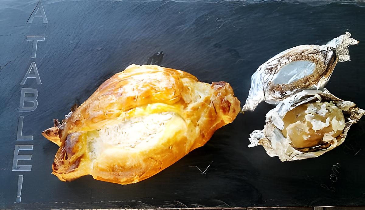 recette Pavé de saumon feuilleté et ses pommes de terre en papillotte
