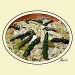 recette Pâtes fraîches aux deux asperges et mozzarella ‘‘burrata’’