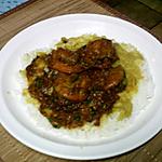 recette cari camaron combava, riz, pois