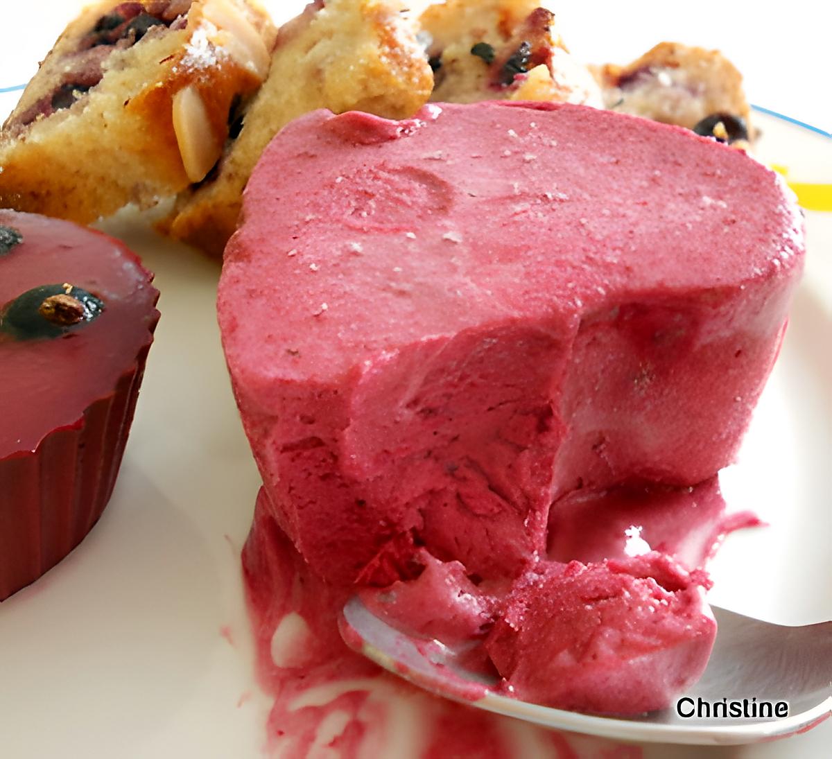 recette petit coeur glacé aux cassis sans sorbetière