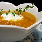recette Velouté de butternut, mousse de chèvre au thym