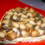 bruschetta sucrée nutella-poires macérés au grand marnier