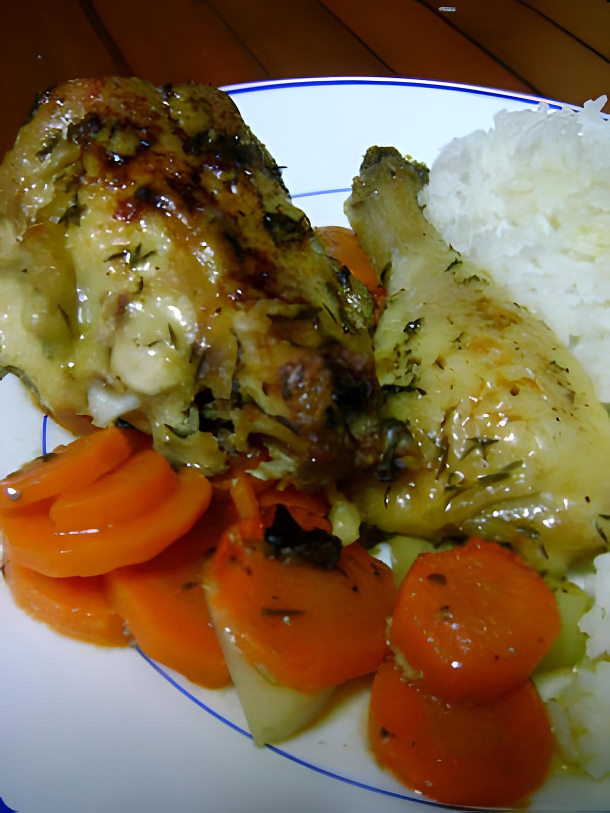 recette Poulet Roti au thym sur lit de carottes au cumin