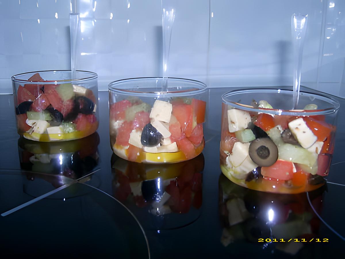 recette verrines fraîches de tomates et gouda au cumin