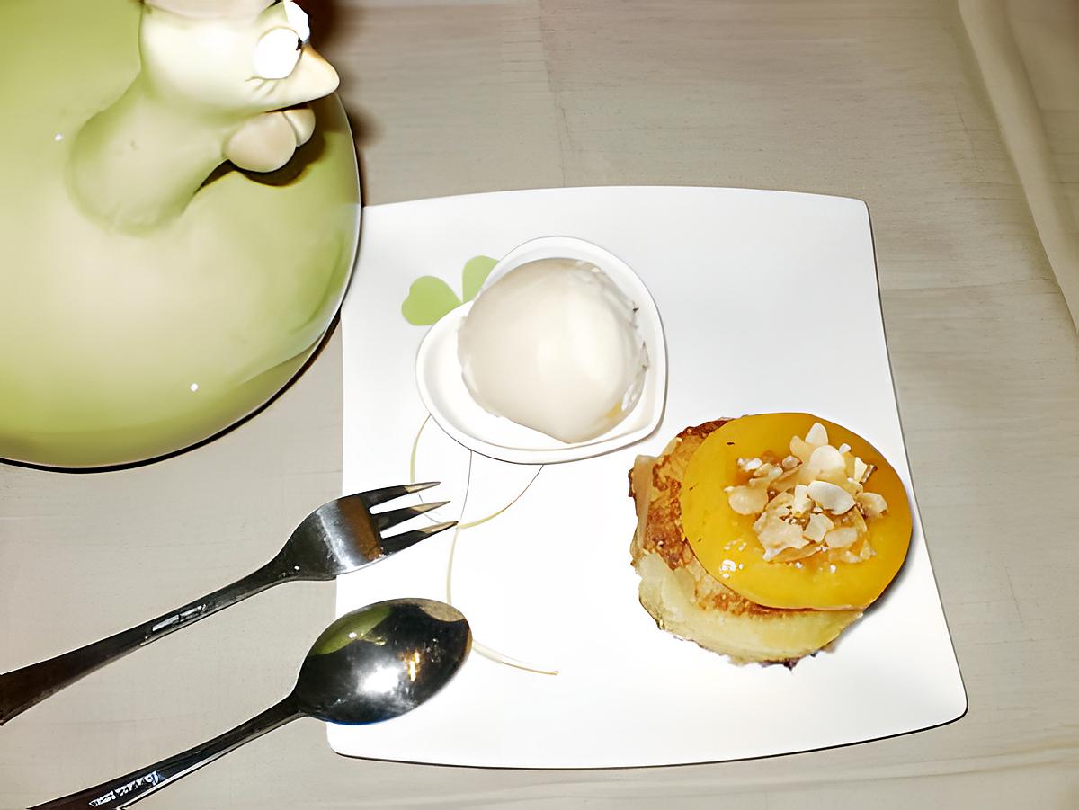 recette pain perdu de 4/4,peche rotie,  glace à la peche et fruit de la passion(sans sorbetière)