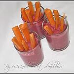 recette Verrine de crème de betteraves & ses bâtonnets de carottes