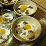 recette Oeufs cocotte lardons champignons
