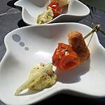 Brochettes de tomates cerise confite et mozarella au pesto aperitive