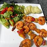 Brochette de camarons au miel et combawa