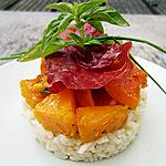 recette Courge Butternut rôtie au basilic, bresaola et risotto