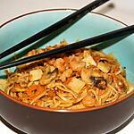 recette Nouilles chinoises sautées aux champignons et crevettes
