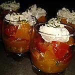 recette verrine idéal pour lapéro: tomates-poivrons et chévre