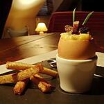recette Oeufs brouillés en coquille aux morilles et magret séché...