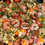 recette Macédoine de légumes aux saucisses fumées ou au lard fumé