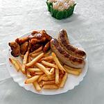frite : recette Boudins blancs truffés,pommes caramélisées et frites au four.