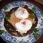 Oeufs poché et lentilles a la reine