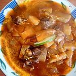 manioc : recette Ragoût de banane vertes et manioc, avec de la viande au sauce tomate..