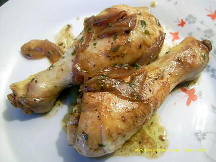 recette pilons de poulet aux oignons rouges et coriandre