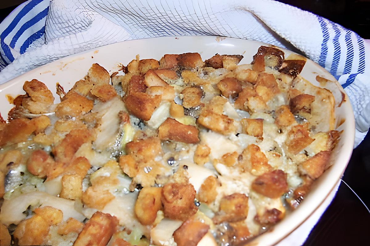 recette Crumble pommes de terre, poire et roquefort